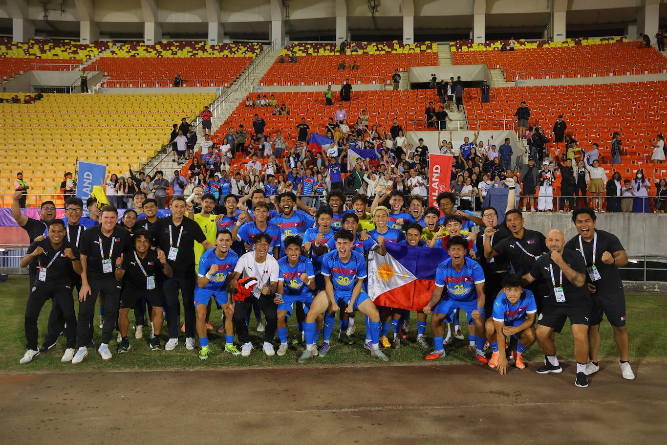 Philippines soccer team celebrating after a match